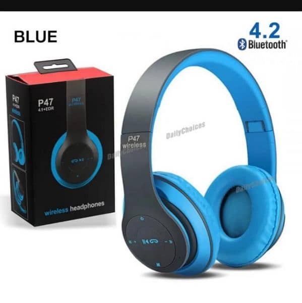 Wireless Stereo Headphones, Black P47 1