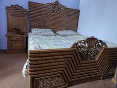 Wooden Bed Set with 02 side Tables and Dressing Table