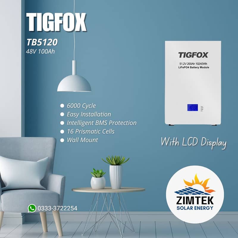 TIGFOX  Lithium Battery (LifePO4) 51.2V, 100Ah, 5120W 0