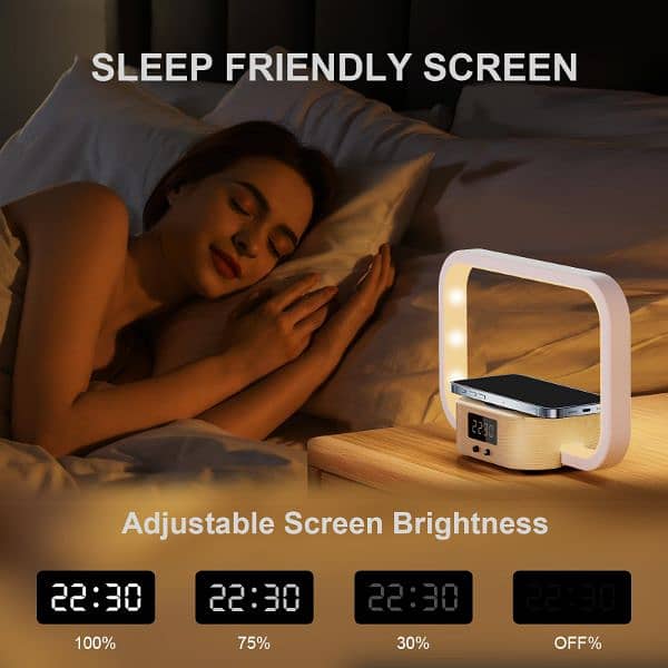 YAMYONE Bedside Lamp with Wireless Charger USB Charging 2