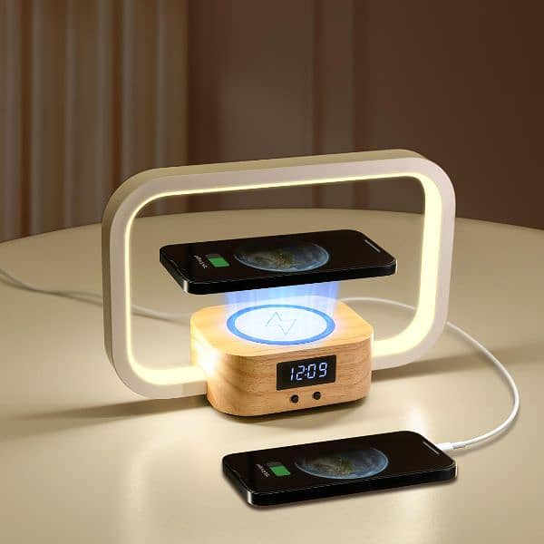 YAMYONE Bedside Lamp with Wireless Charger USB Charging 4