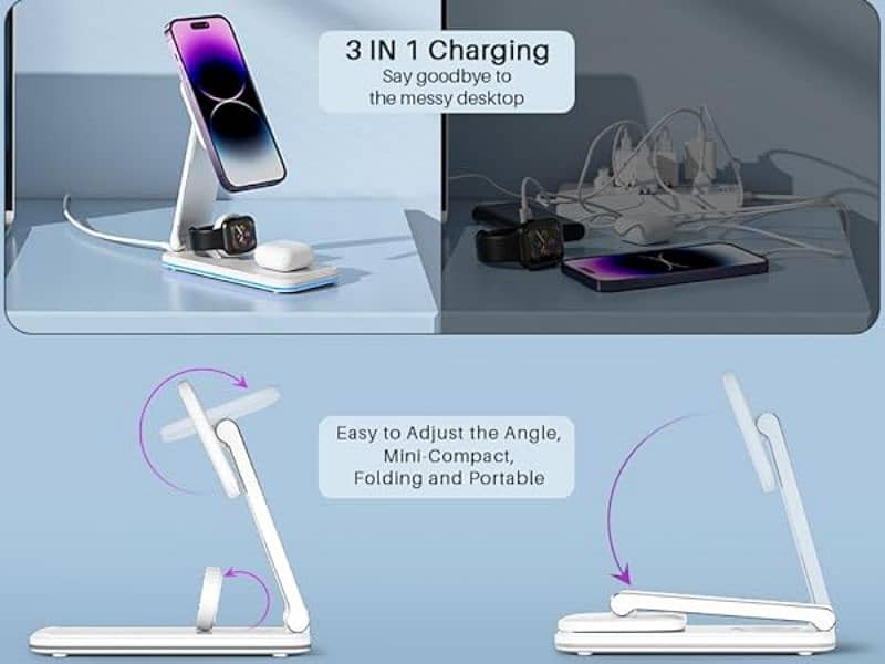 BOCLOUD 3 in 1 Wireless Charging station , Stand Fast Wireless Charger 2