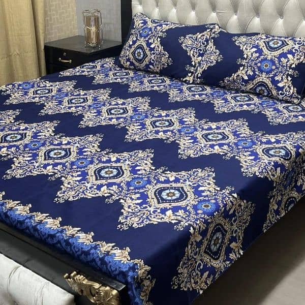 3 pieces cotton printed double bedsheets 2