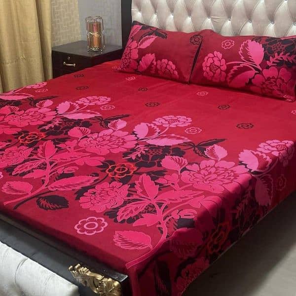 3 pieces cotton printed double bedsheets 4