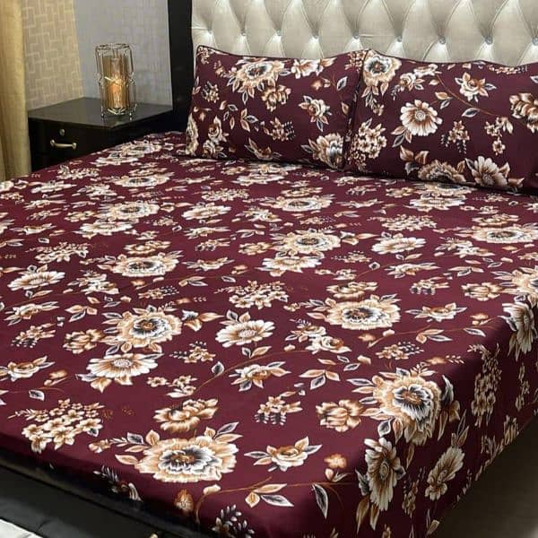 3 pieces cotton printed double bedsheets 5