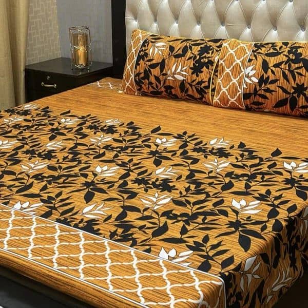 3 pieces cotton printed double bedsheets 6