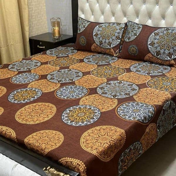 3 pieces cotton printed double bedsheets 9