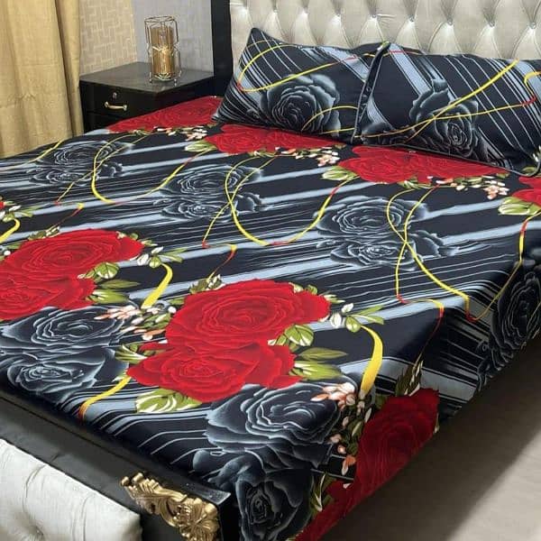 3 pieces cotton printed double bedsheets 11