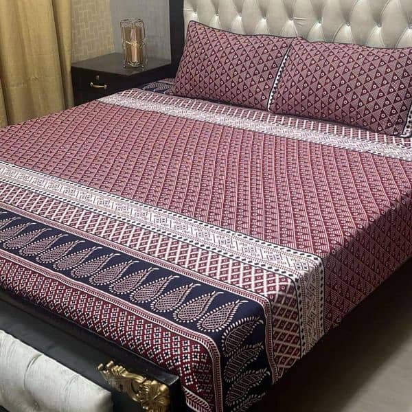 3 pieces cotton printed double bedsheets 13