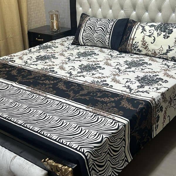 3 pieces cotton printed double bedsheets 14