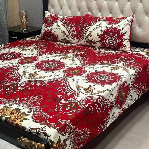 3 pieces cotton printed double bedsheets 15