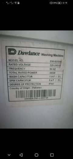 Dawlance DW-6550W Washing machine with Dryer