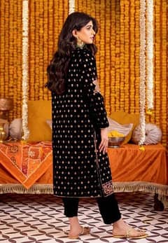 2pcs Women stitched katan silk sequins embroidered suit