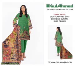 3 pcs women's unstitched lawn digital print suit