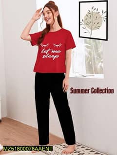 2 Pcs Stitched Sleepwear For Women