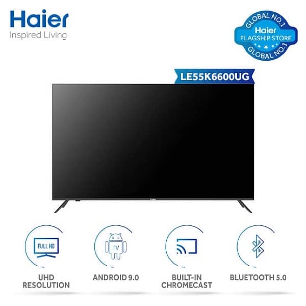 Haier LED Android smart 4k Tv (2160) Resolution k6600 Series 55 Inch 0