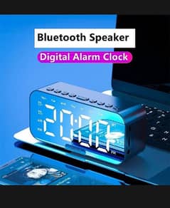 Digital Alarm Clock Mirror Bluetooth Speaker Temp Week Display FM