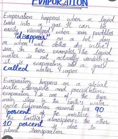 Handwriting assignment work