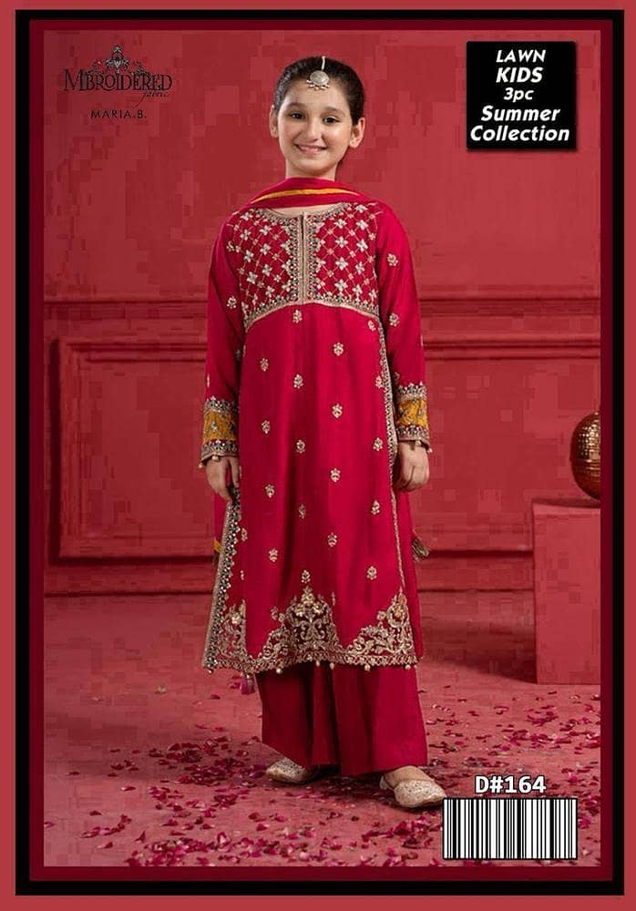 3 pcs suit | girl's dress | unstitched lawn |  embroidered suit 0