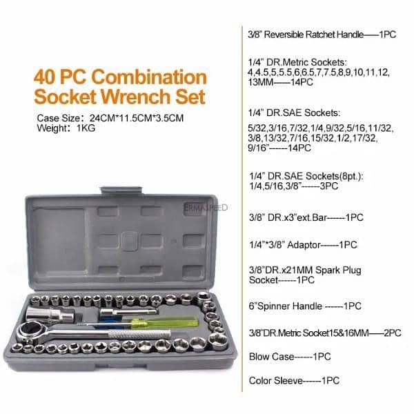 40pcs Aiwa Socket Wrench Tool Kit & Screwdriver And Socket Set 2