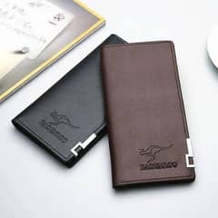 casual long fold leather wallet