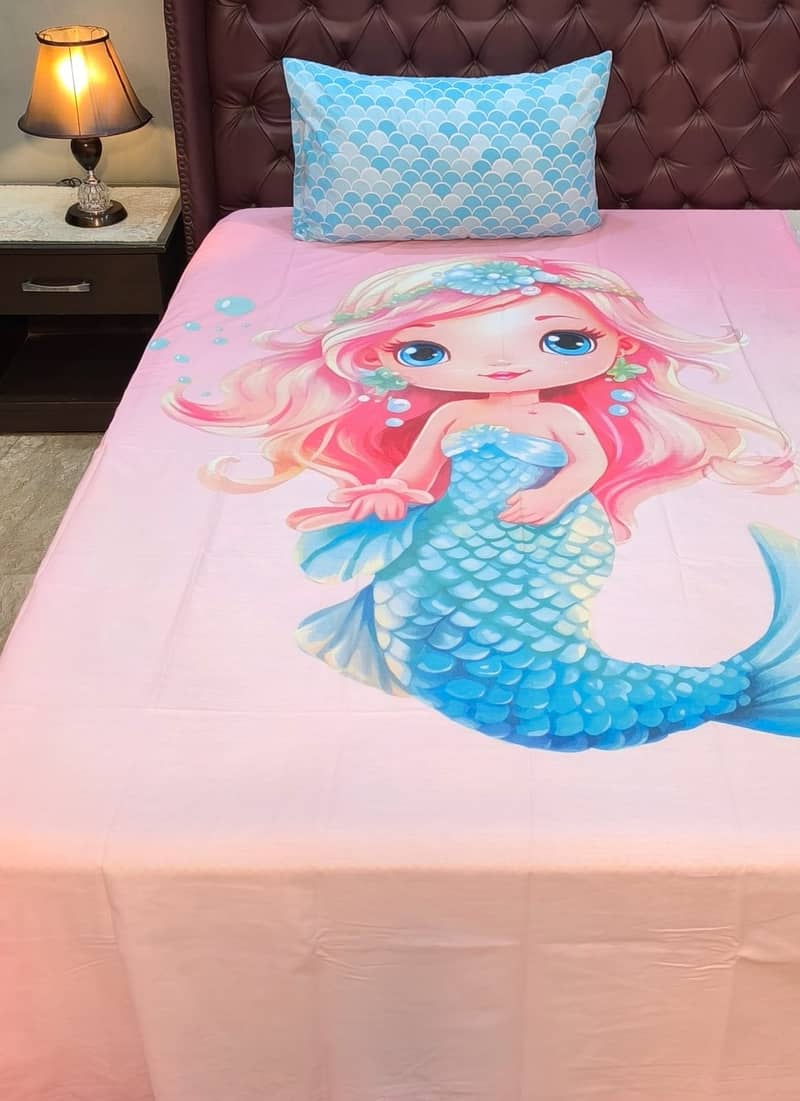 Fish Cute Princess Mermaid Kids Bedsheets 1