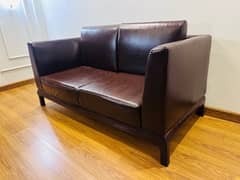 2 solid chair with table and 2 seater sofa with solid wood base