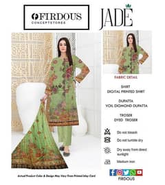 3 Piece Women's Unstitched Lawn Digital Print Suit 0