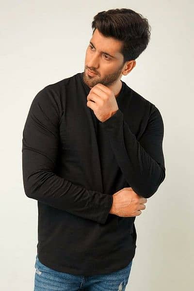 1 pc's men stitched Jersey plain t shirt ,black 3