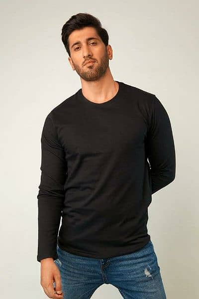 1 pc's men stitched Jersey plain t shirt ,black 4