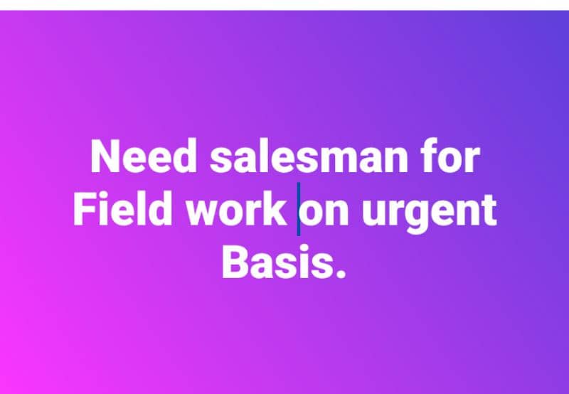 job for salesman from Lahore 0