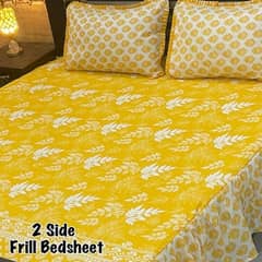 3 pcs cotton solonica frill double bedsheet