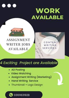 Assignmetn writing and ads posting work