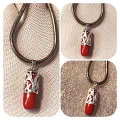 red coral Italian silver pandant