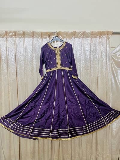 Raw Silk maxci with organza dupatta ( 2 piece ) for sale