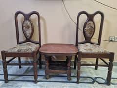 Wooden chairs and table