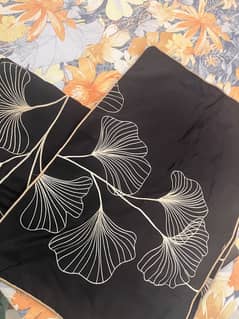 Black Embroidered Cotton Satin Bedsheet