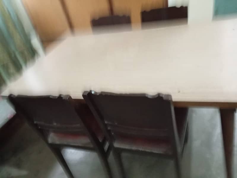 Sold wood Dinning Table with 5 chairs 14