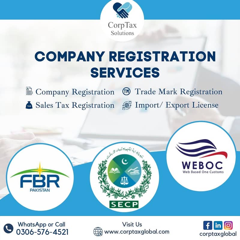 Company Registration | Tax Filer FBR | Income Tax Return | Sales Tax 1