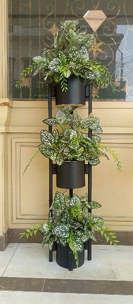 artificial flower corner stand wooden and PVC 1