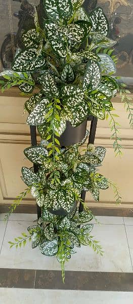 artificial flower corner stand wooden and PVC 2