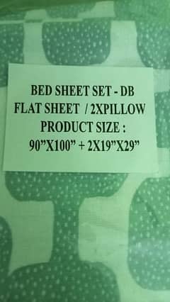 Export double bed pure cotton bedsheet with 2 pillow cover