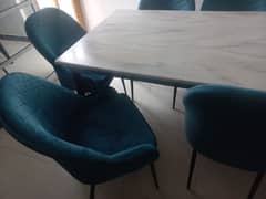 brand new condition dining table marble top velvet chairs 0