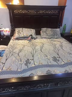 Double bed with mattress  side tables and dressing table as well 0