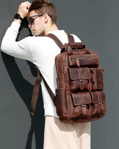 Original Leather Backpack | School College Laptop TravelBrifcases Bag 0