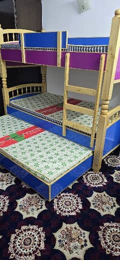 Tripple wooden Bunk bed  few month used