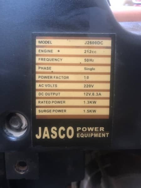 Jasco generator J2600Dc 14