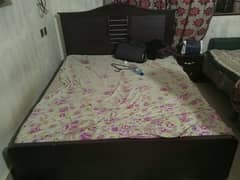 bed with mattress and 2 side tables