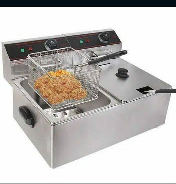 Double Electric Deep Fryer 12L Steel Fries Electric Frying Machine. 8