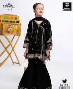 3 pc Girl's Lawn Embroidered Unstitched Suit